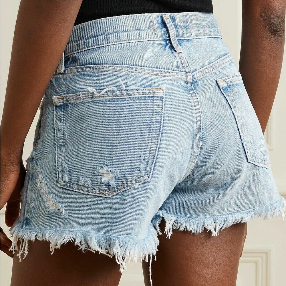AGOLDE WOMEN'S PARKER DISTRSSED DENIM SHORTS SWAPMEET BLUE WASH SIZE 28 $128 - Picture 2 of 5